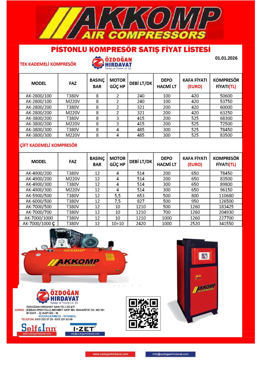 AKKOMP 2026 FİYAT LİSTESİ