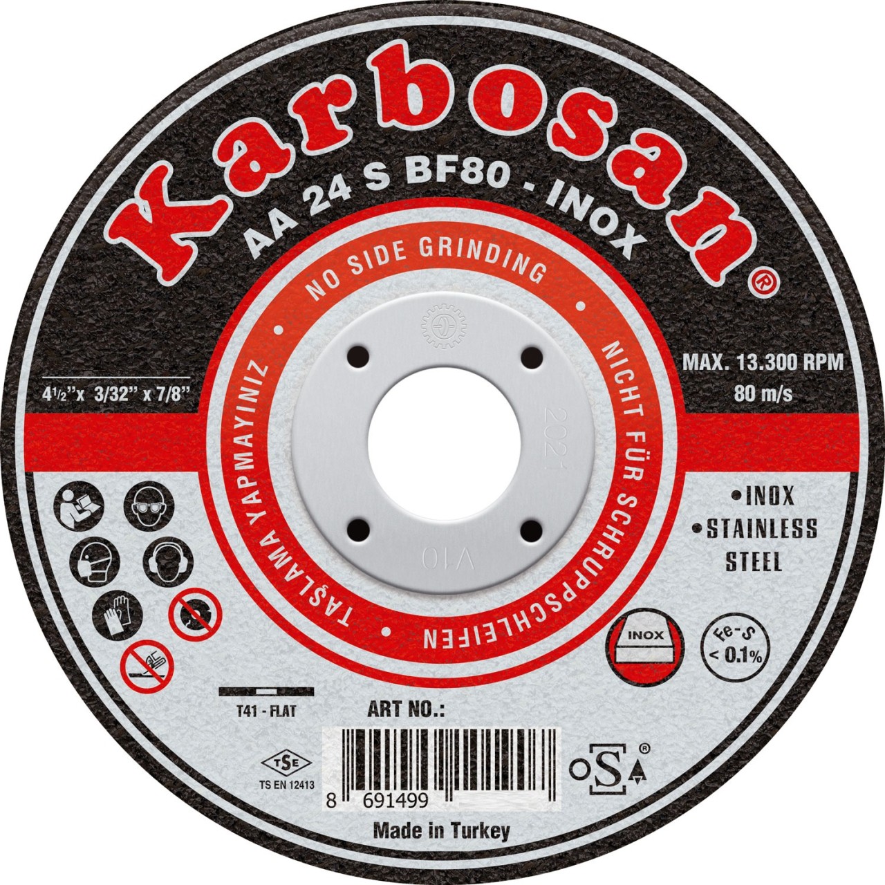 125X2,5X22 İNOX DÜZ KESİCİ