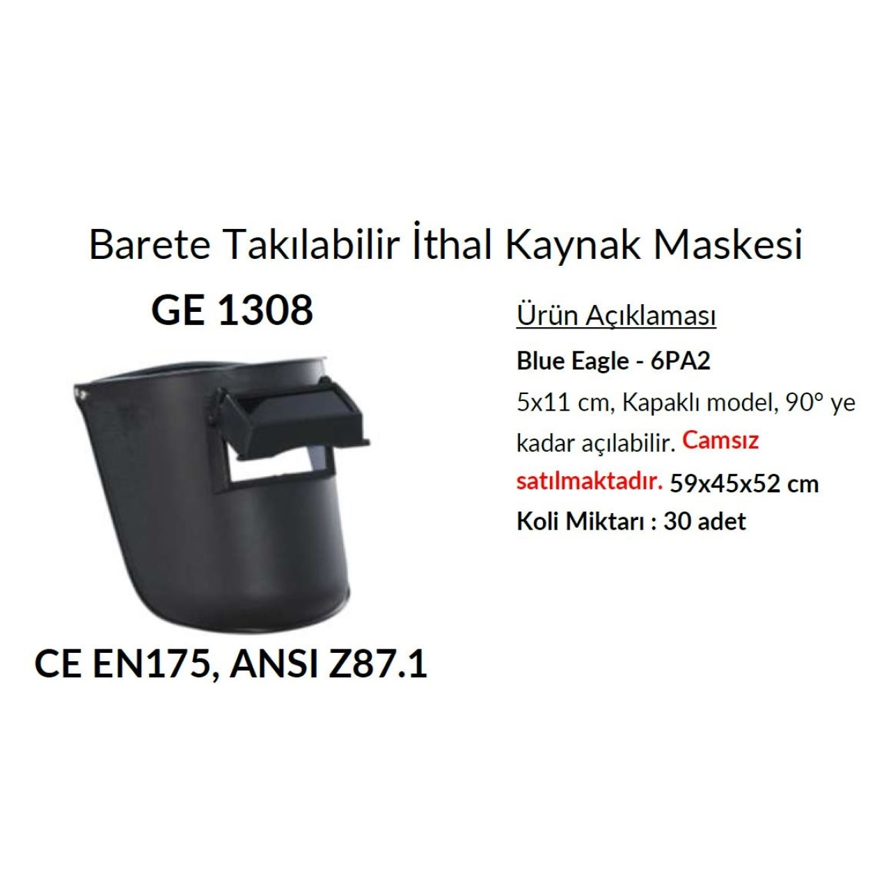 BARETE TAKILABİLİR KAYNAK MASKESİ BRAKETLİ