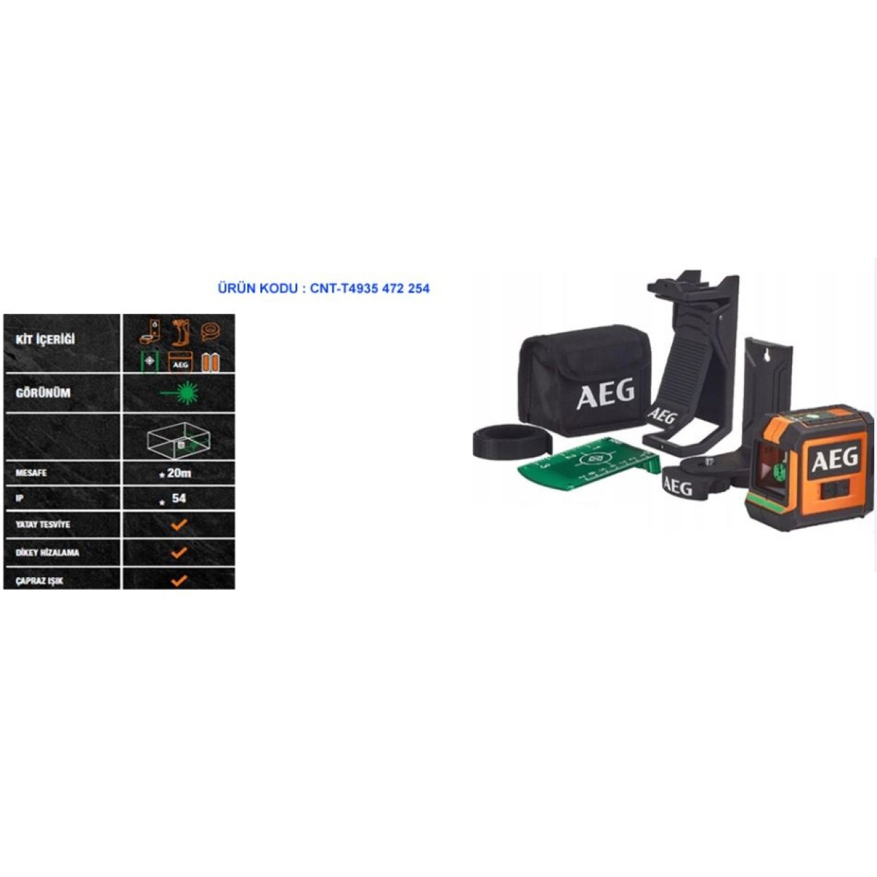 CLG220-K ÇİZGİLİ YEŞİL LAZER METRE KİT