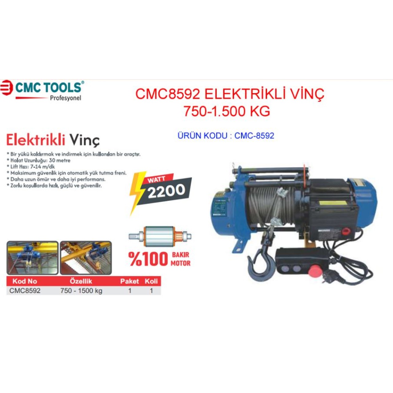 CMC 750-1500KG ELEKTRİKLİ VİNÇ