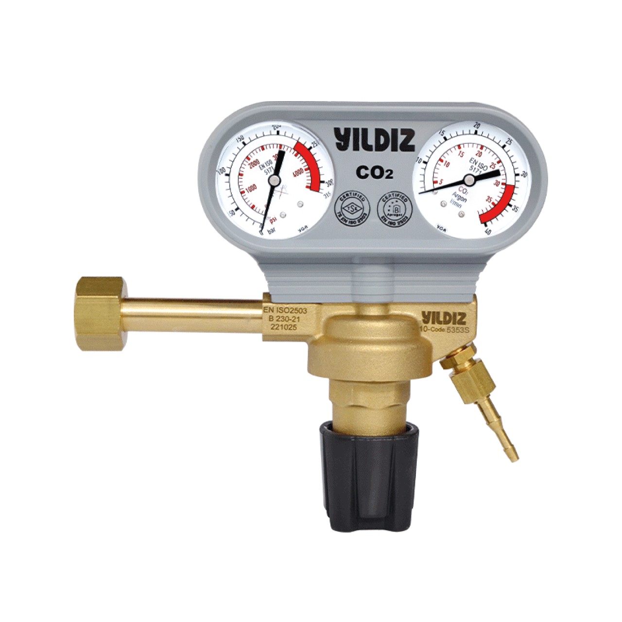 CO2 BASINÇ DÜŞÜRÜCÜ W 21.80 X 1/14'' MANOMETRELİ 30 L/MİN