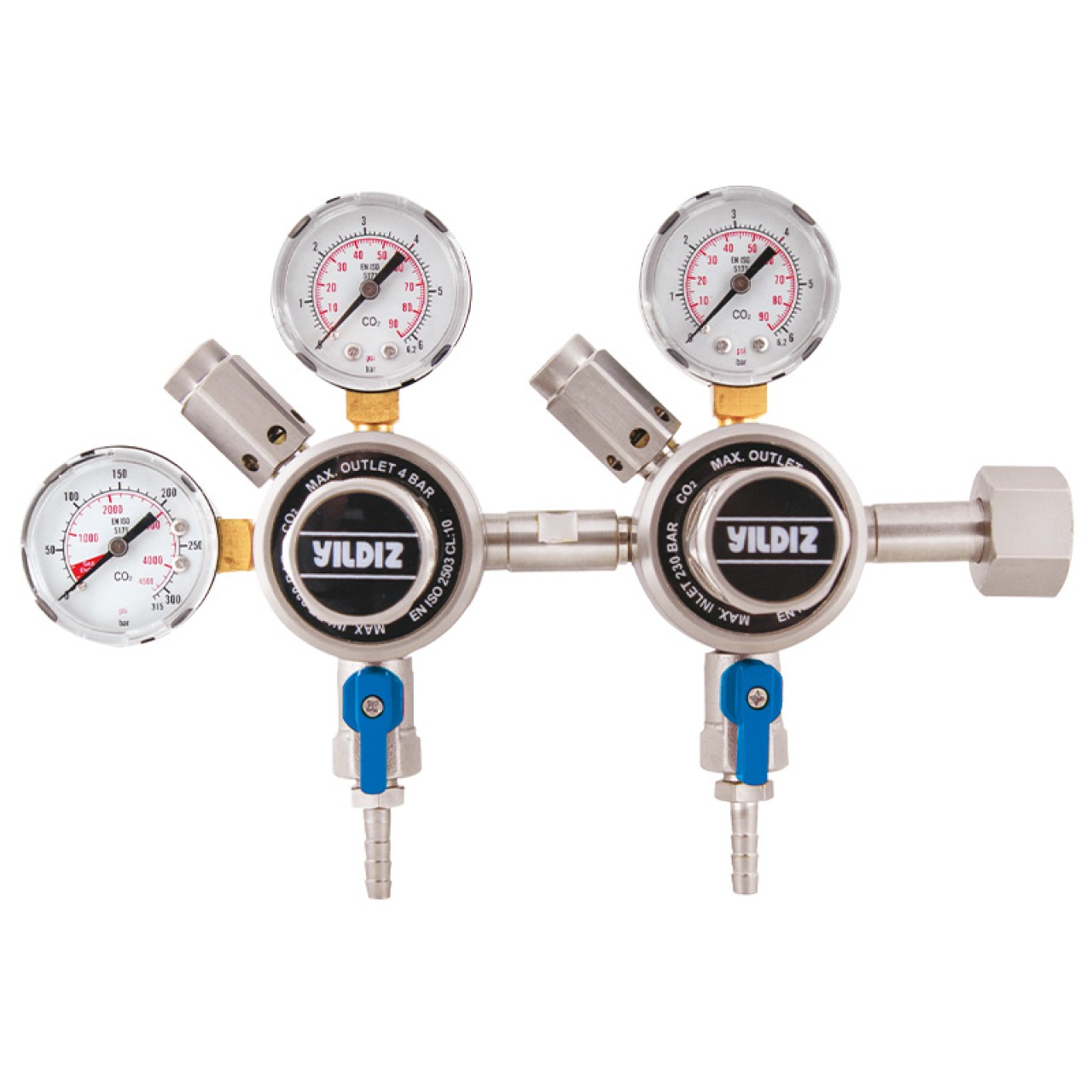 CO2 MEŞRUBAT REGÜLATÖRÜ W 21.80 X 1/14" ÇİFT REGÜLATÖRLÜ 4 BAR