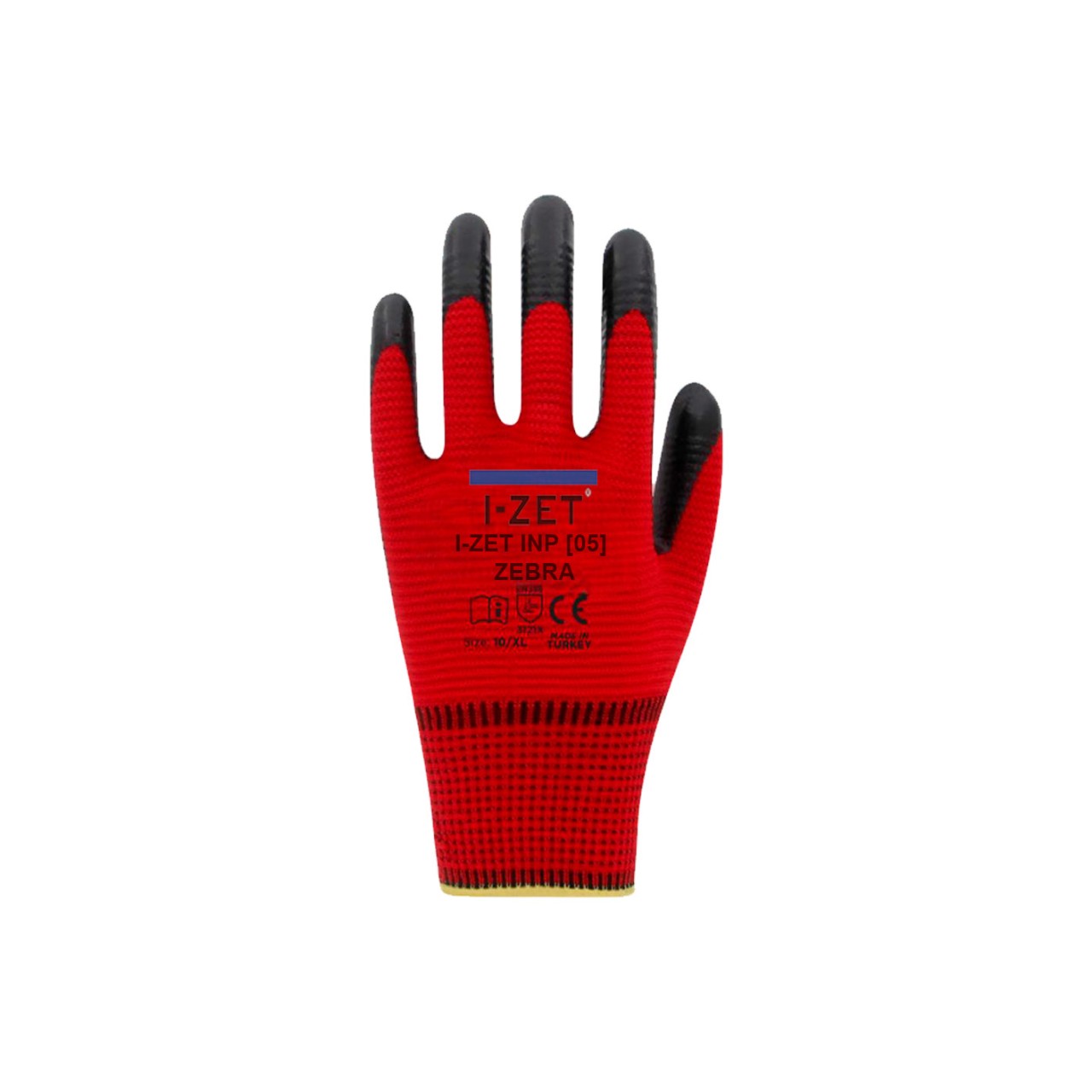 I-ZET ZEBRA POLY ÖRME NİTRİL ELDİVEN KIRMIZI NO:10