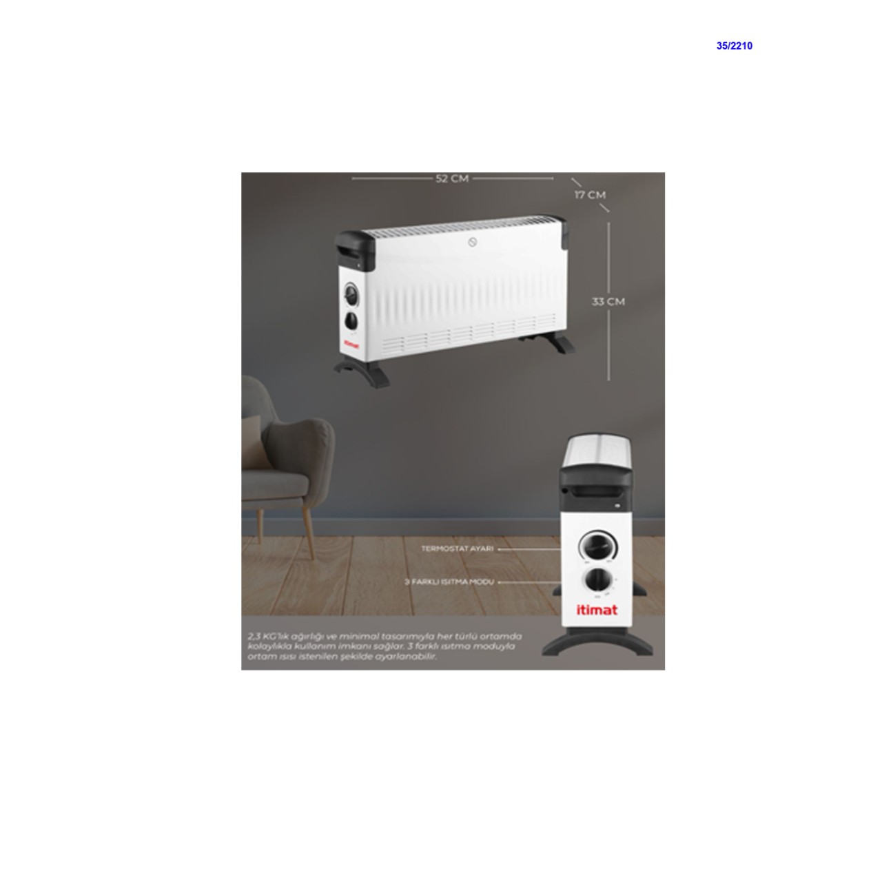 İTİMAT KONVEKTÖR ISITICI&SOBA ELEKTRİKLİ 2000W CH2020UM