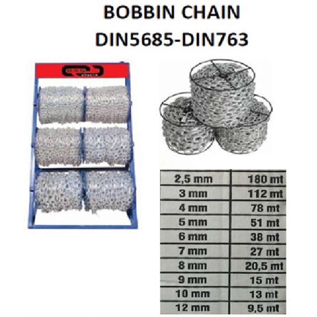 MAKARALI ZİNCİR BEYAZ 10MM 13MT