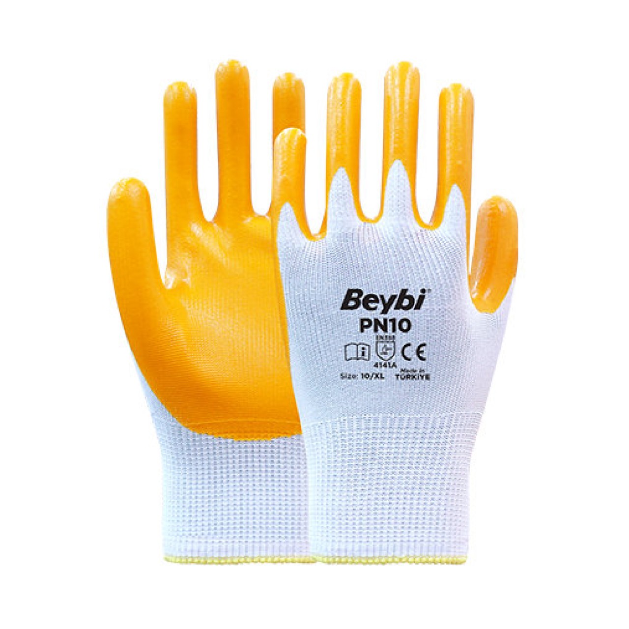 NİTRİL POLY PN10 BEYAZ SARI ELDİVEN NO:10