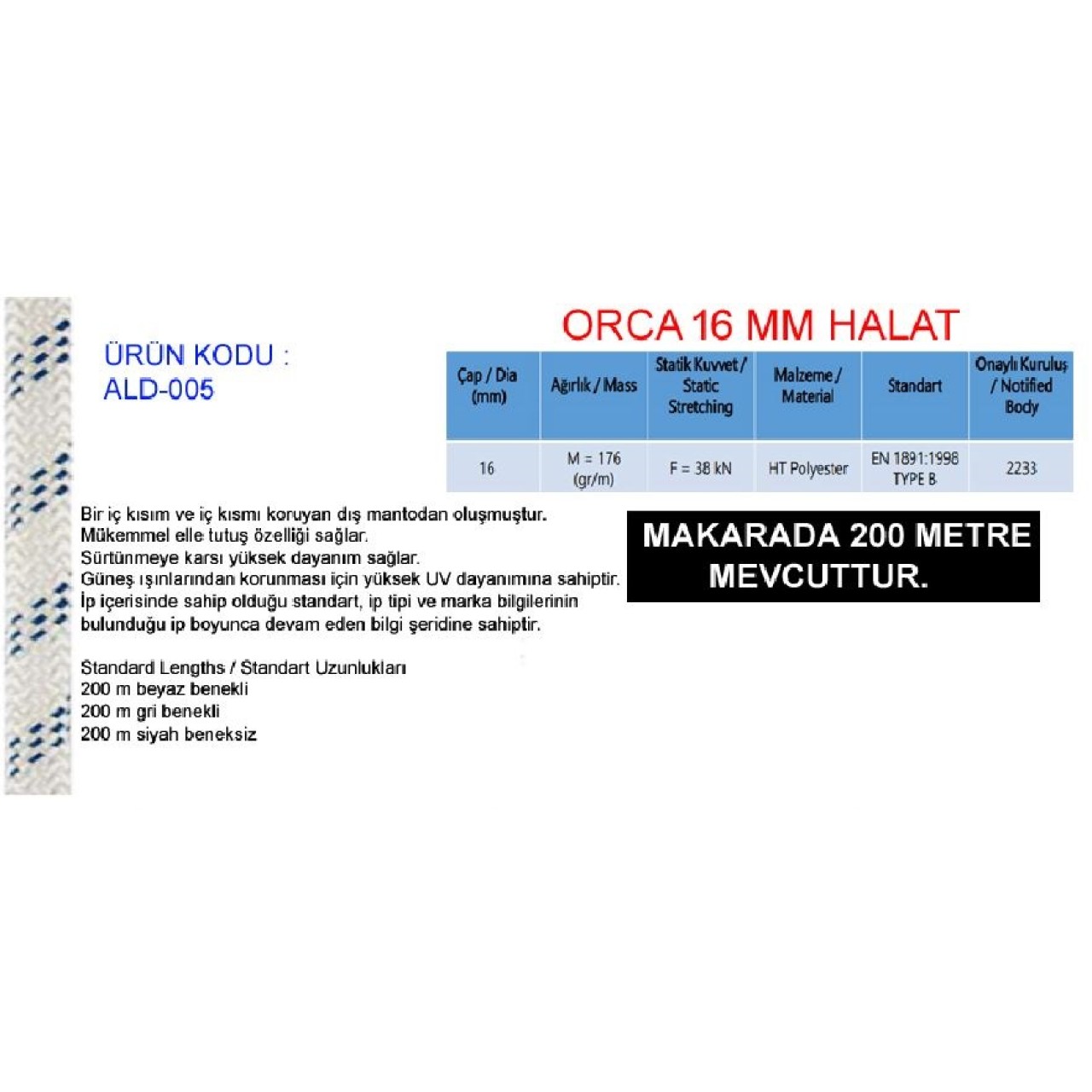 POLYESTER HALAT 16MM