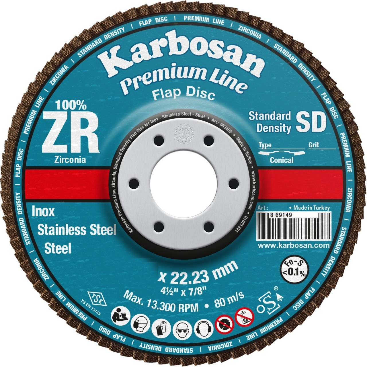 PREMİUMLİNE FLAP DİSK ZR ZXPR22 SD 180MM 60 KUM KONİK