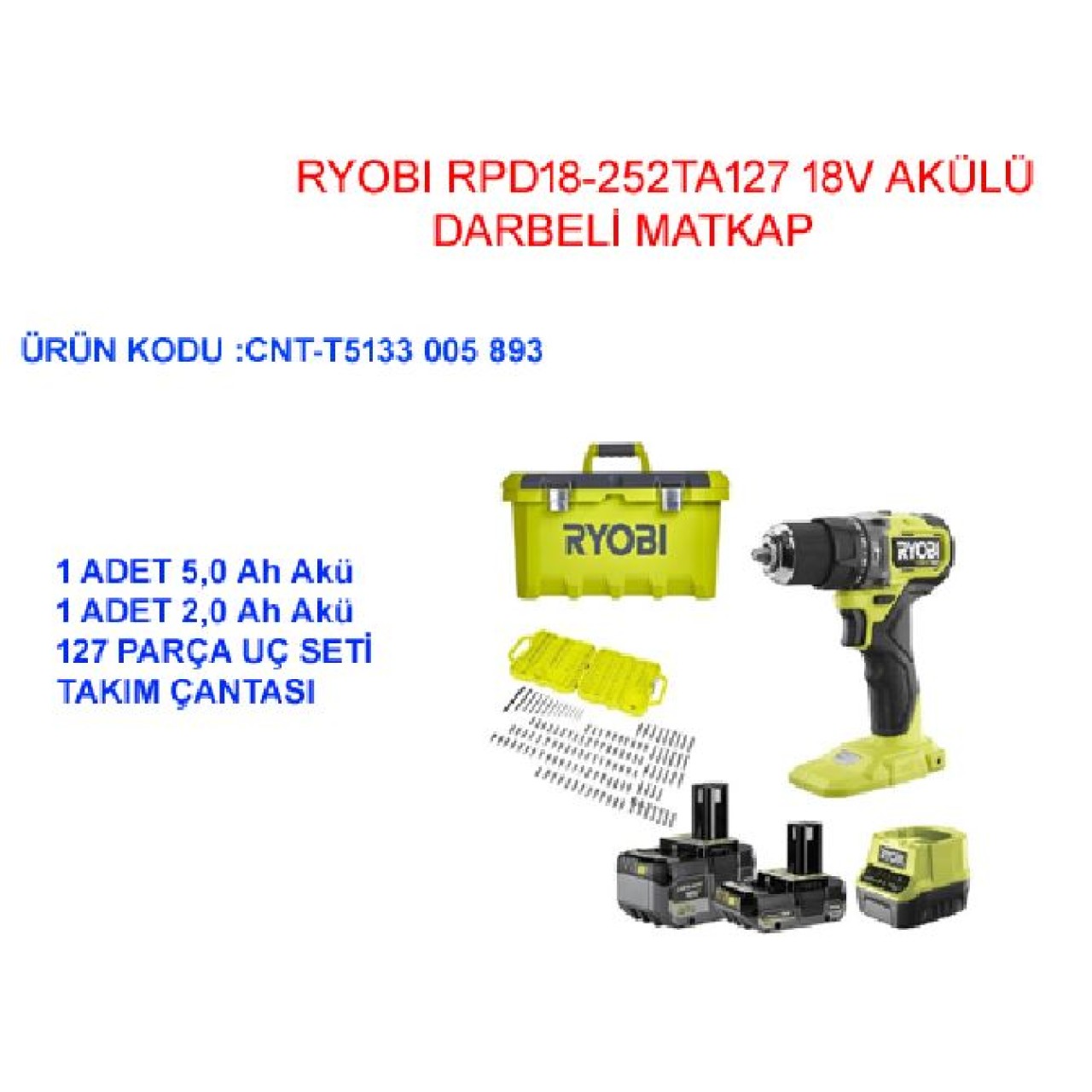 RPD18-252TA127 AKÜLÜ DARBELİ MATKAP RYOBİ