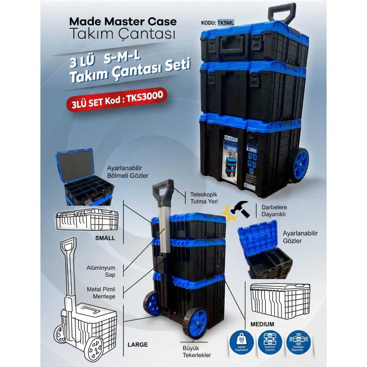 S-M-L MASTER KASA ORGANİZERLİ 3LÜ SET