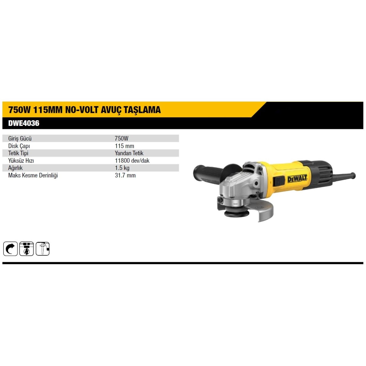 STANLEY 750W 115MM NO-VOLT AVUÇ TAŞLAMA