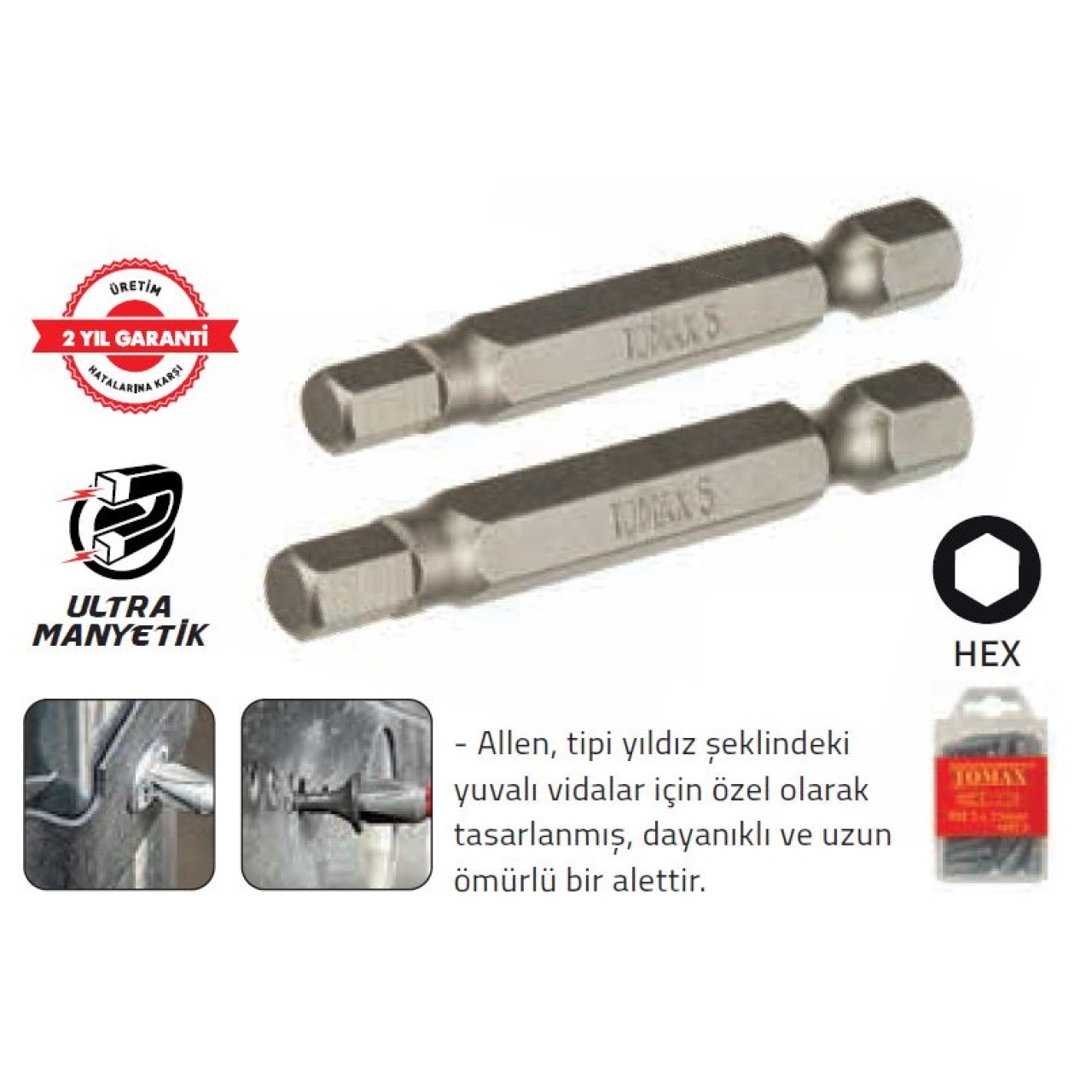 TOMAX ALLENLİ BİTS UÇ 3 X 50 MM HEX