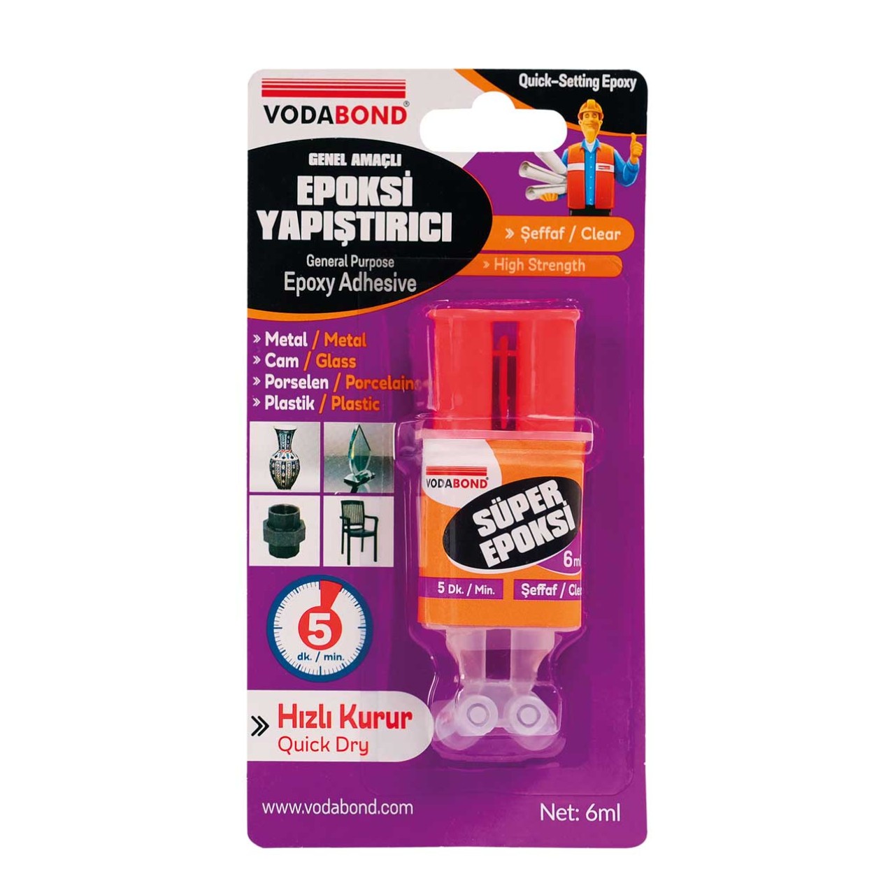 VODABOND RAPİD ŞIRINGA  EPOKSİ YAPIŞTIRICI - 6 ML - ŞEFFAF