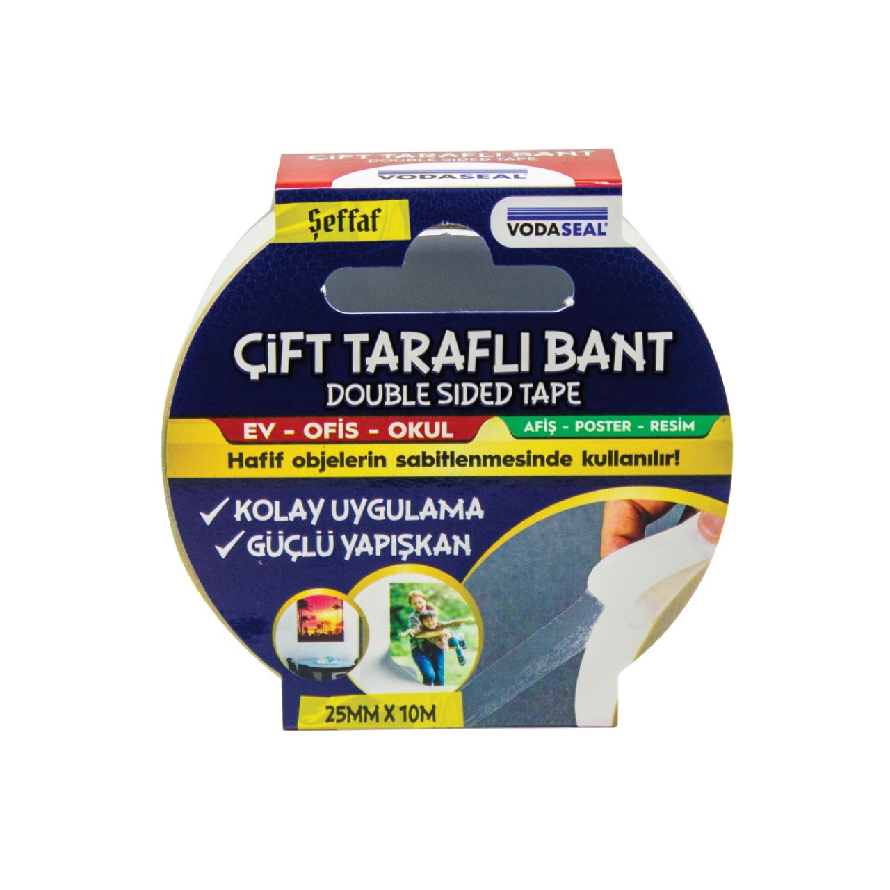 VODASEAL ÇİFT TARAFLI FİLMİK BANT - ŞEFFAF - 25 MM X 10 MT
