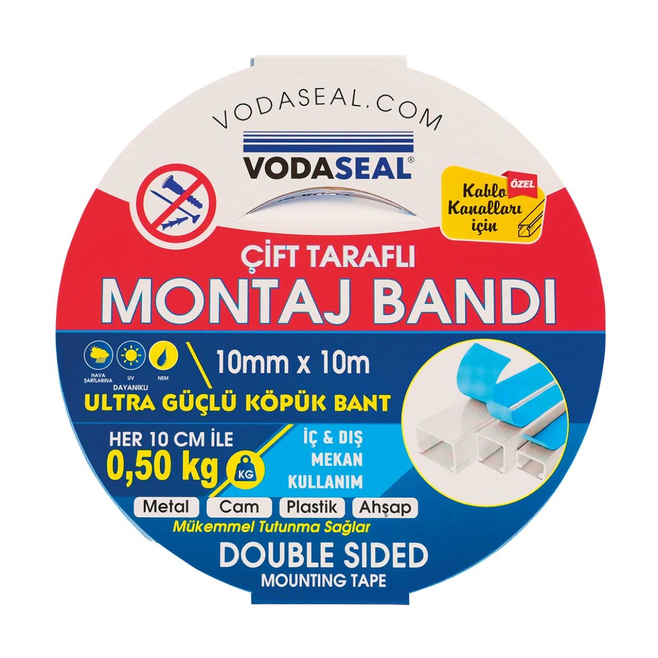VODASEAL ÇİFT TARAFLI KÖPÜK MONTAJ BANDI  10 MM X 10 MT - BEYAZ