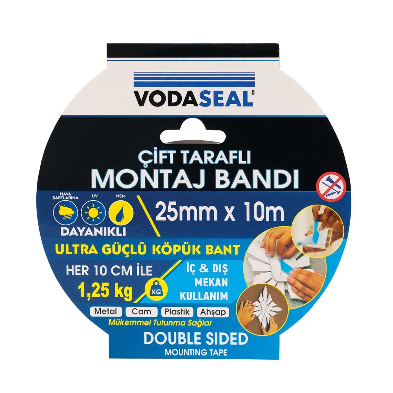 VODASEAL ÇİFT TARAFLI KÖPÜK  MONTAJ BANDI  25 MM X 10 MT - BEYAZ