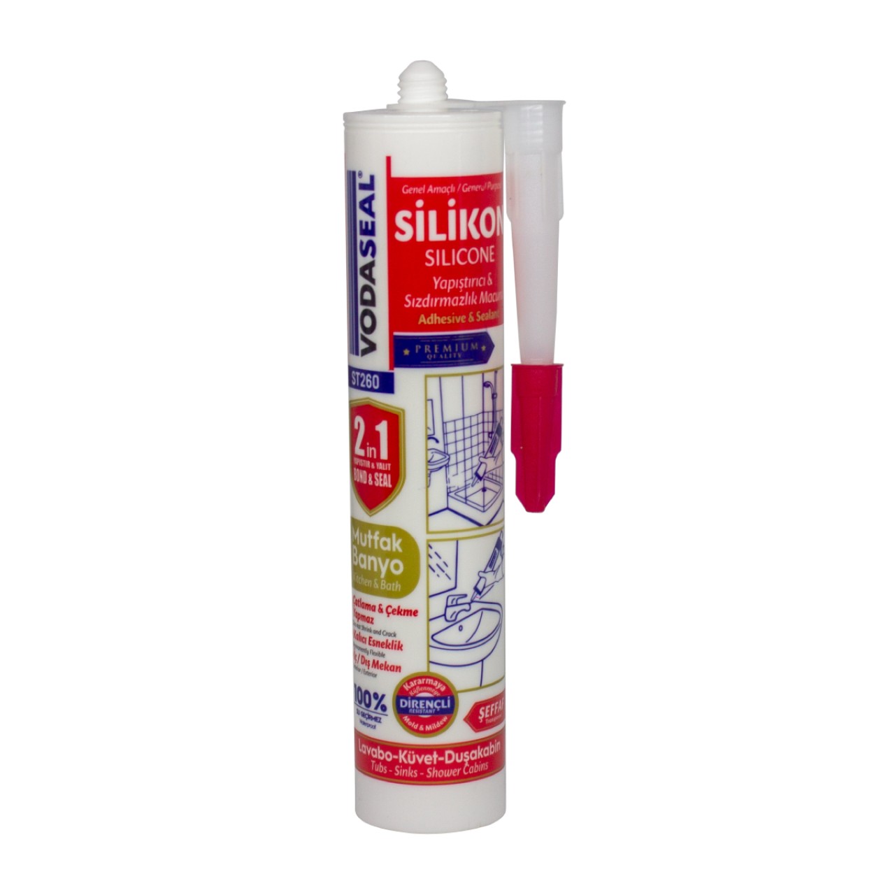 VODASEAL GENEL AMAÇLI SİLİKON ŞEFFAF KARTUJ-260 ML