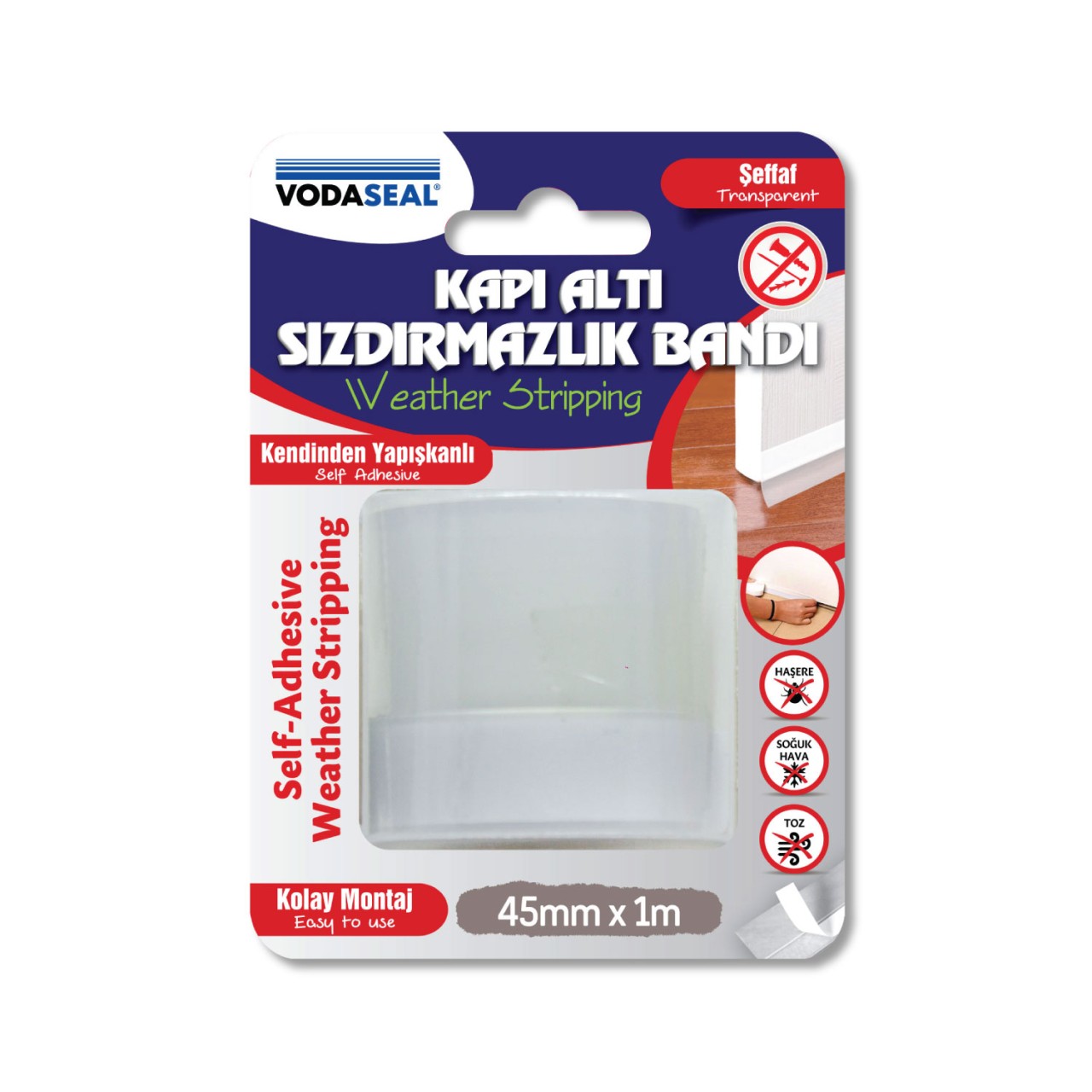 VODASEAL KAPI ALTI SIZDIRMAZLIK BANDI  45 MM X 1 MT - ŞEFFAF