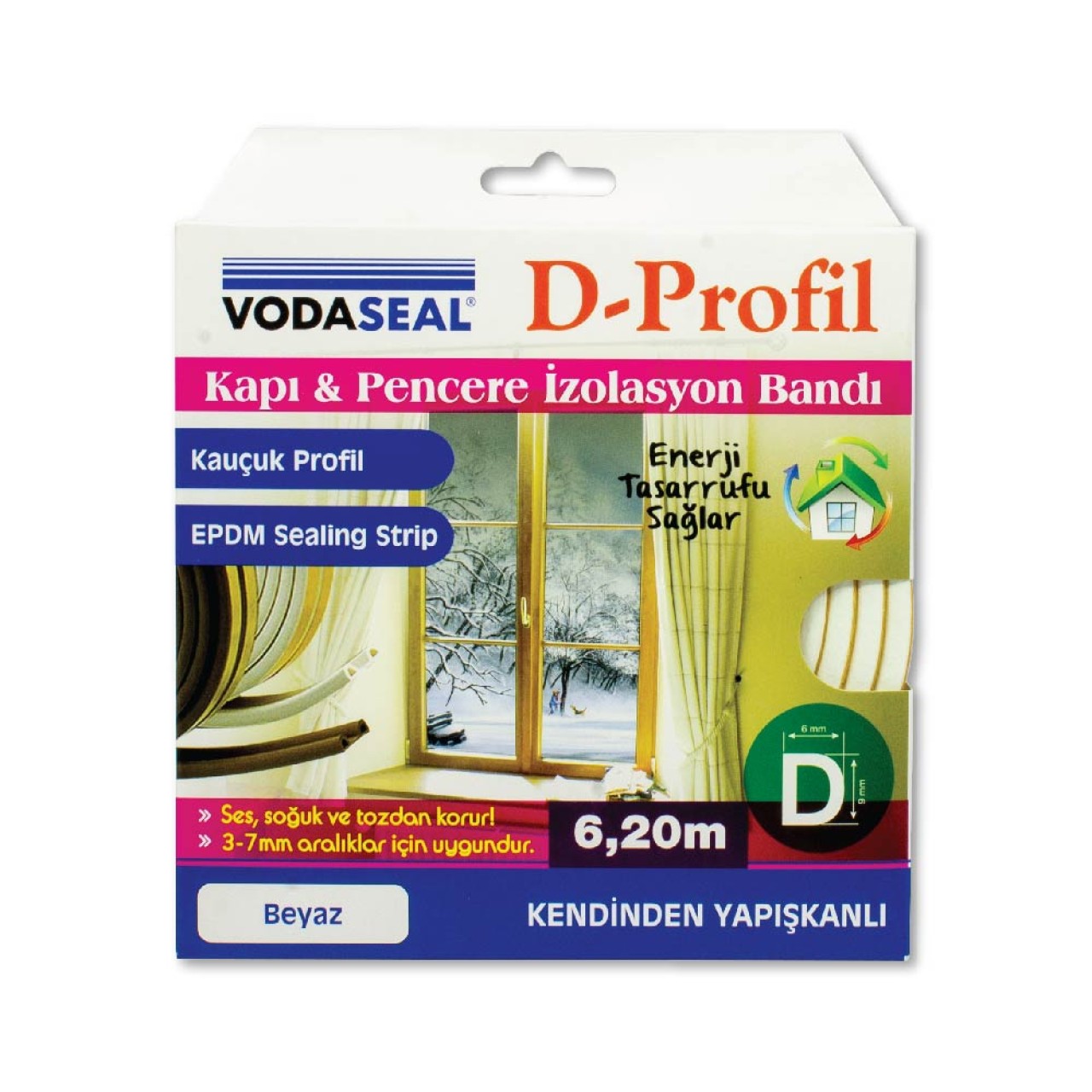 VODASEAL KAPI VE PENCERE İZOLASYON BANDI - D PROFİL - BEYAZ