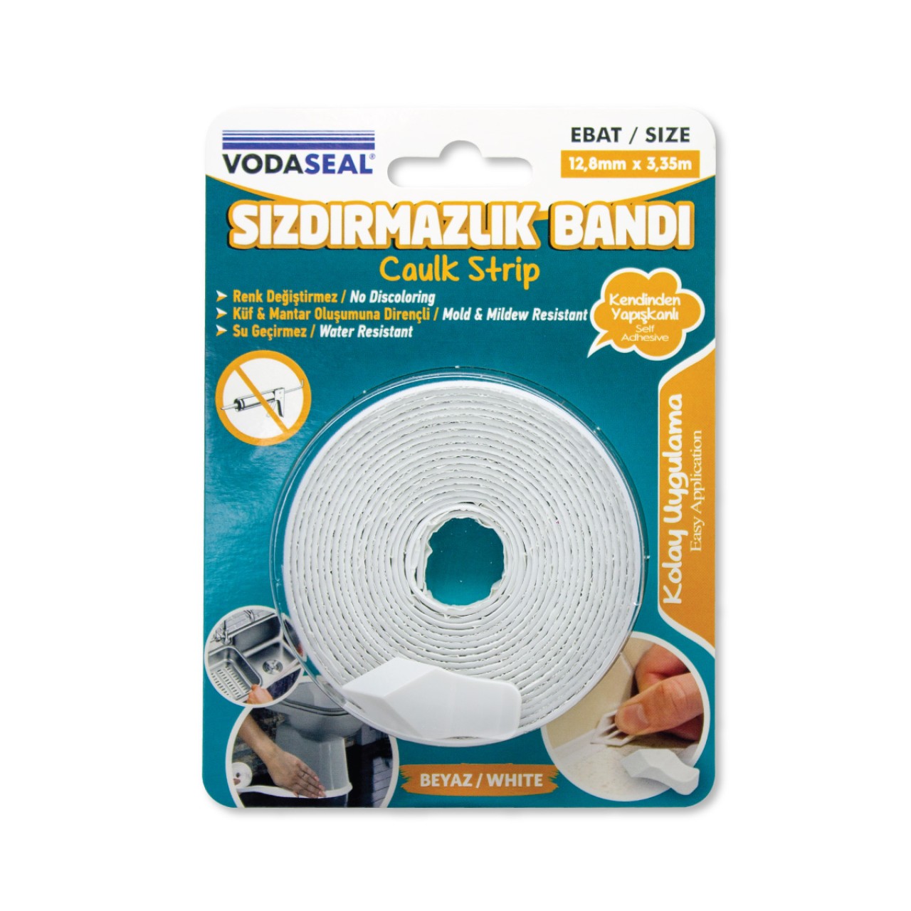 VODASEAL LAVABO VE KLOZET KENAR SIZDIRMAZLIK BANDI 12.8MM X 3.35MT - BEYAZ