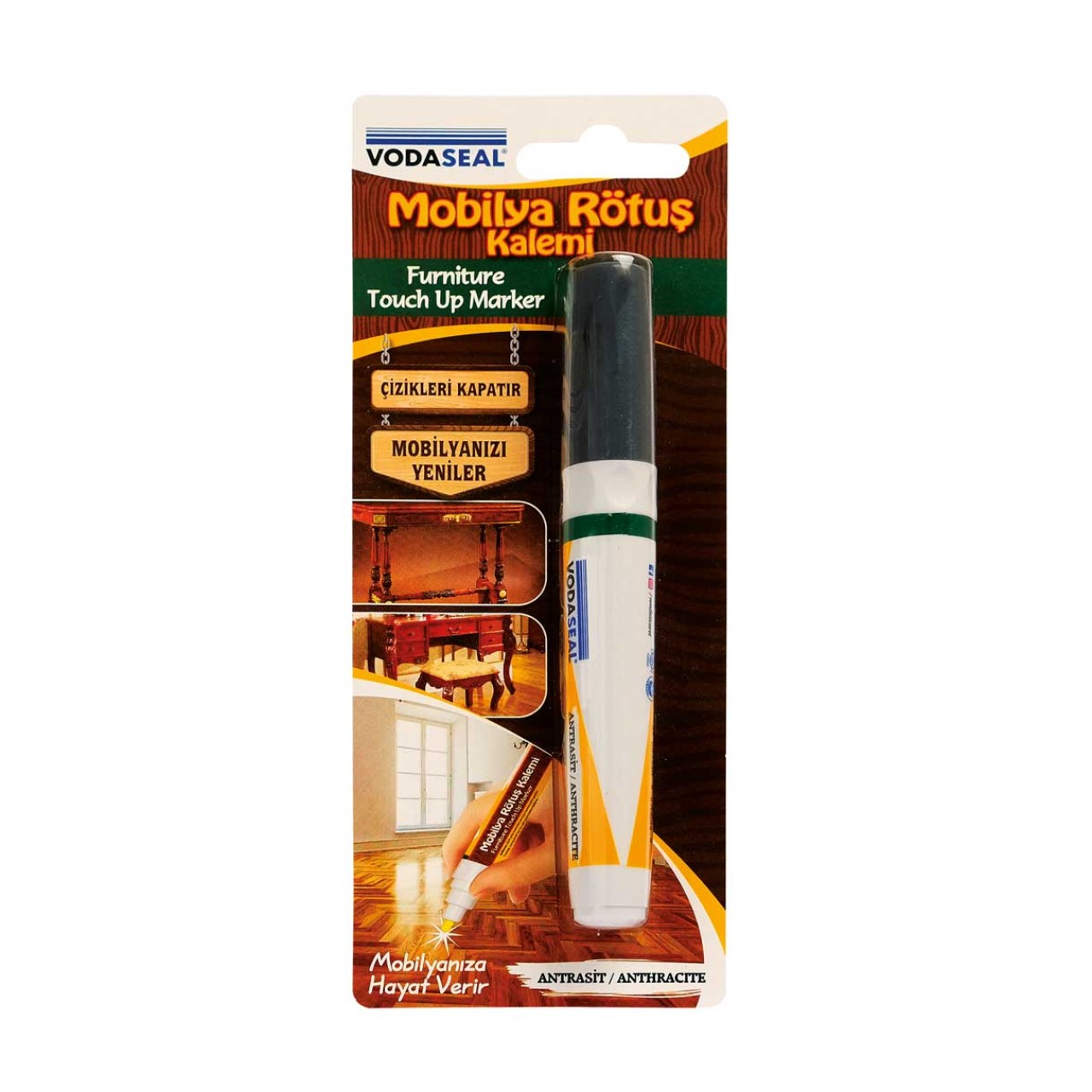 VODASEAL MOBİLYA RÖTUŞ KALEMİ  TEKLİ BLİSTER - ANTRASİT GRİ