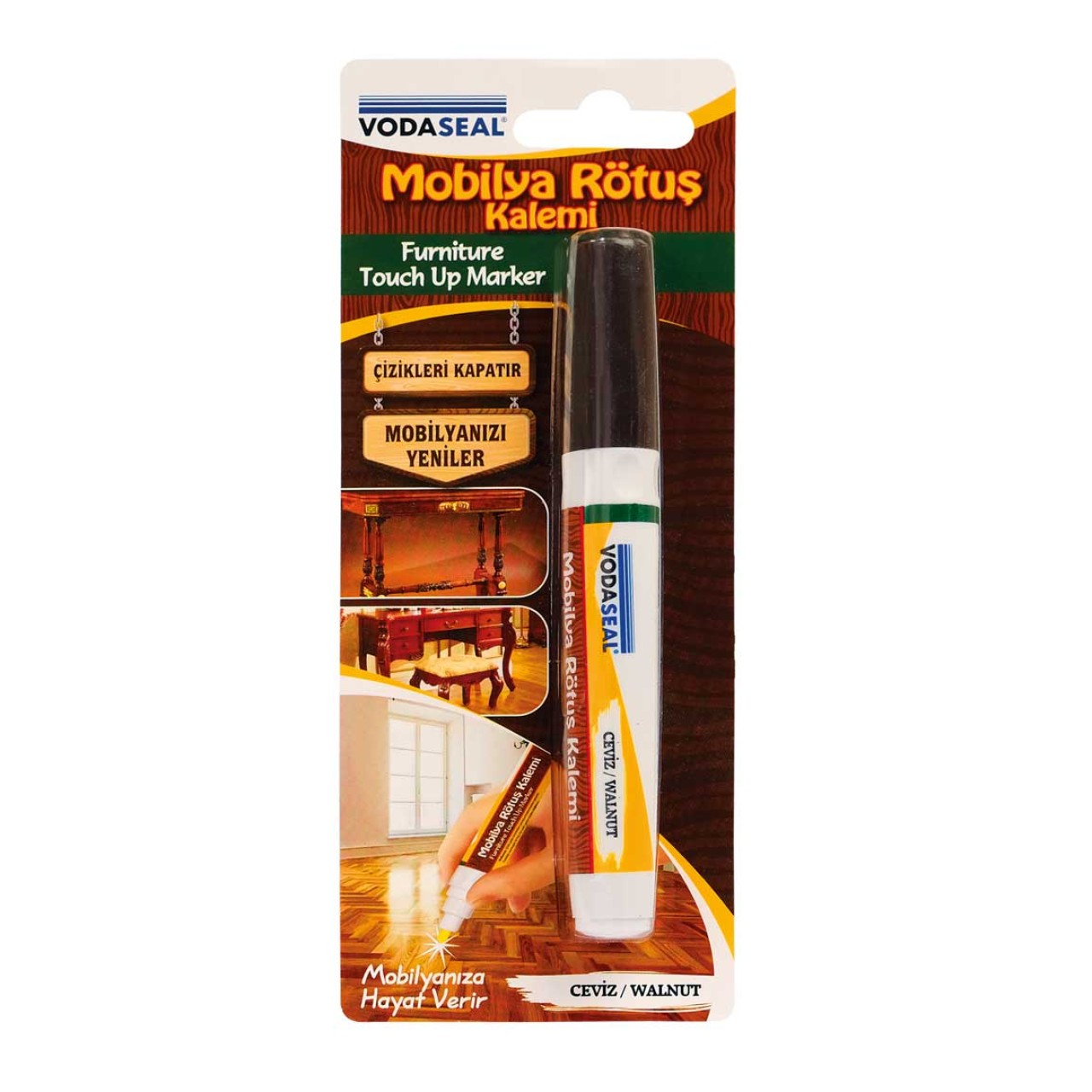 VODASEAL MOBİLYA RÖTUŞ KALEMİ  TEKLİ BLİSTER - CEVİZ