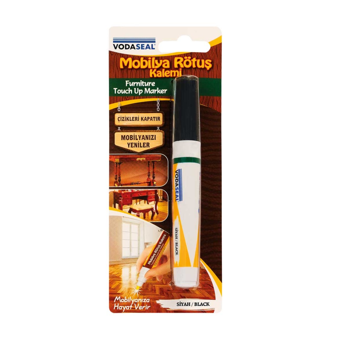 VODASEAL MOBİLYA RÖTUŞ KALEMİ  TEKLİ BLİSTER - SİYAH